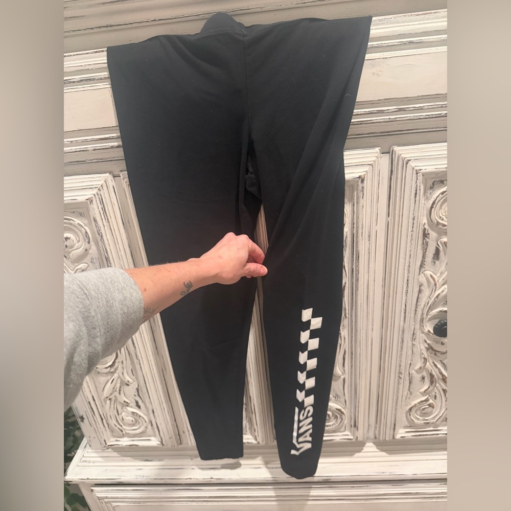 Vans Black Leggings with White Checker Stripe